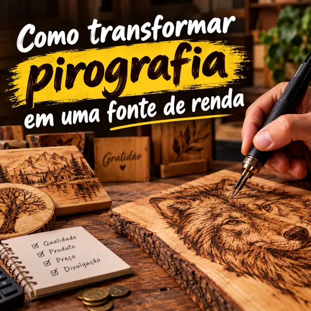 Como transformar pirografia em renda