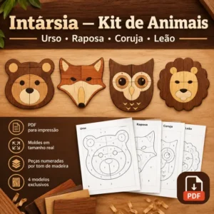 moldes de intársia em madeira