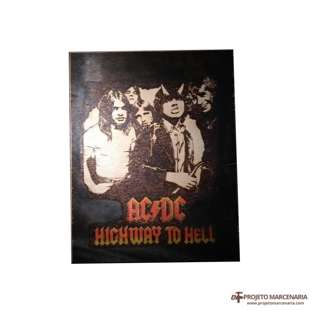 Quadro Pirografia - AC/DC